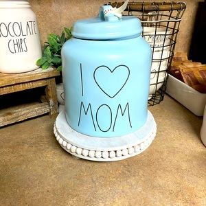 Rae Dunn I love mom canister blue